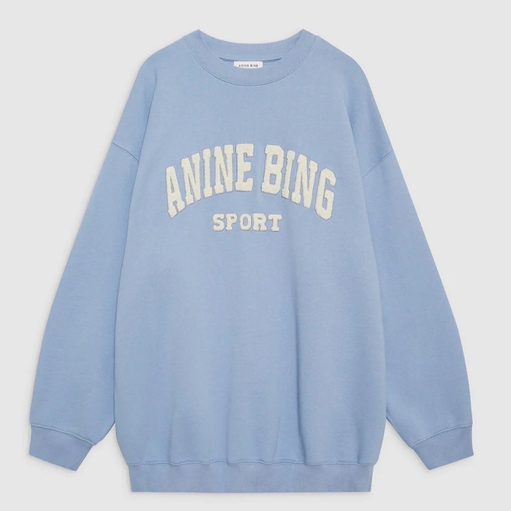 Anine Bing Blue Sweatshirt with Cream Logo
